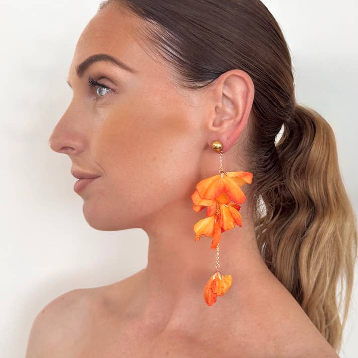 Nicholls Jewellery – wholesale Dangle earrings – Phoenix Flame Orange Flower Earrings4