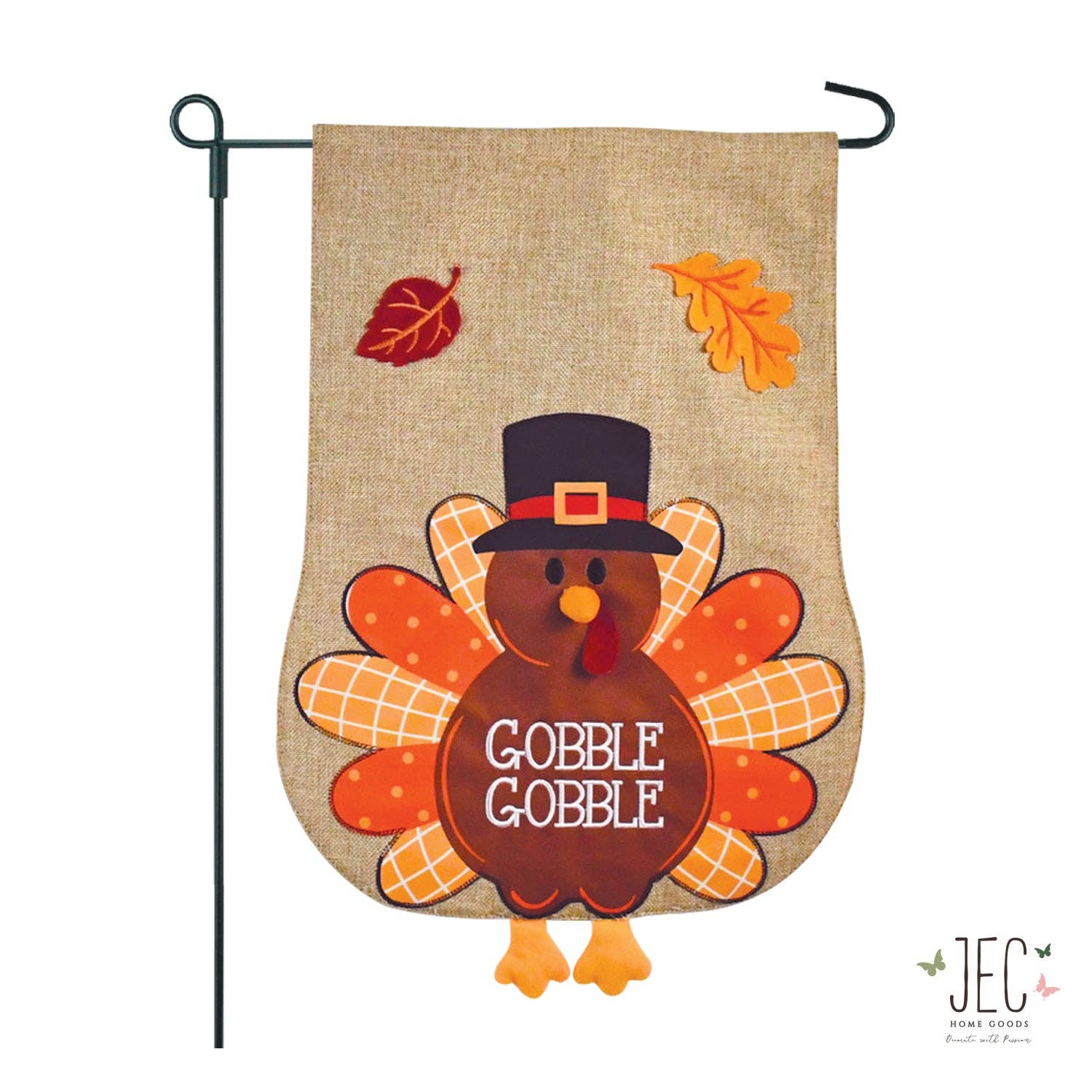 JEC Home Goods Inc - Wholesale Flag - Thanksgiving Fall Turkey Burlap 2-Sided Garden Flag 12.5x18"
