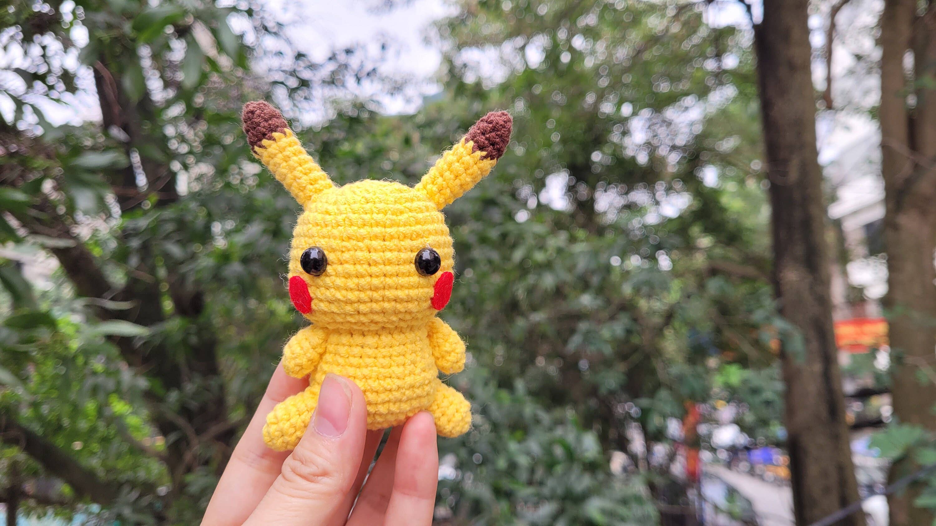 Anh2 LTD - Vente Peluche – enfant et bébé - Peluche Pikachu au crochet, mini porte-clés peluches0