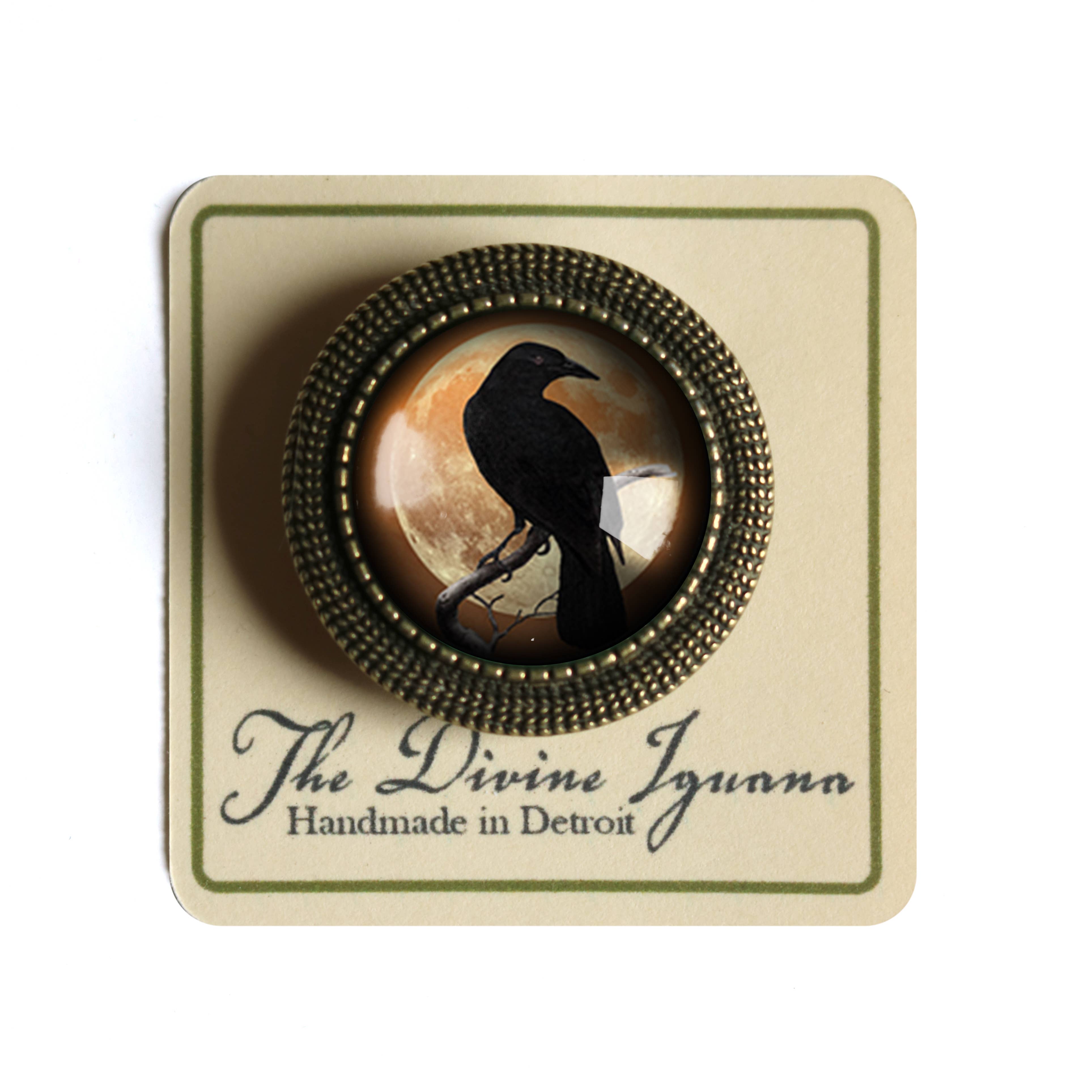 The Divine Iguana - Wholesale Brooch - Orange Crow or Raven Goth Halloween Brooch3