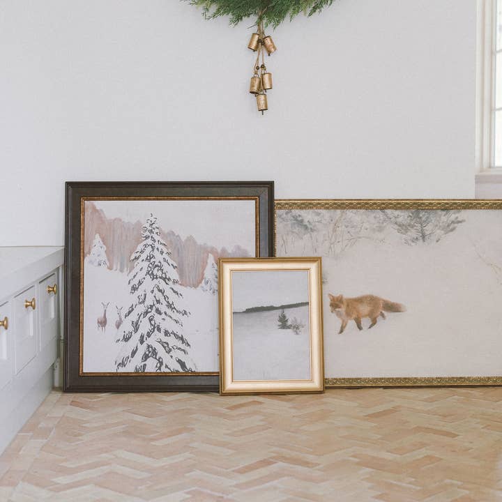 Petal Lane Home - Wholesale Art Print - Snowy Pine Tree Framed Antique Art