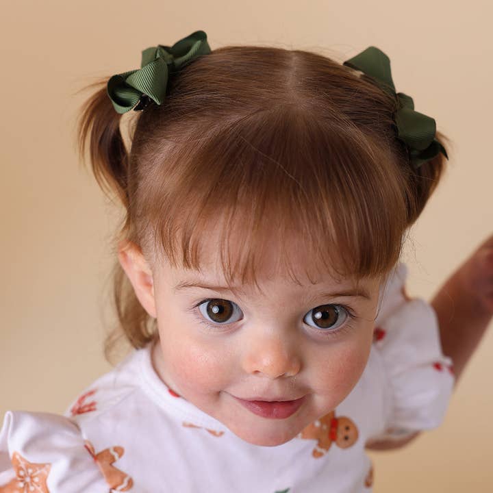 Snuggle Hunny – wholesale Hair clip – Child – Olive Piggy Tail Hair Clips - Pair2