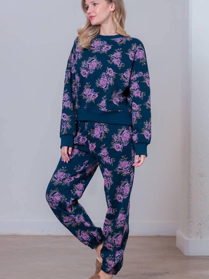 Taelynn - Wholesale Sweatshirt - Women's - HT28604T-L/S CREW NECK FLOWER PRINTED SWEAT SHIRT3