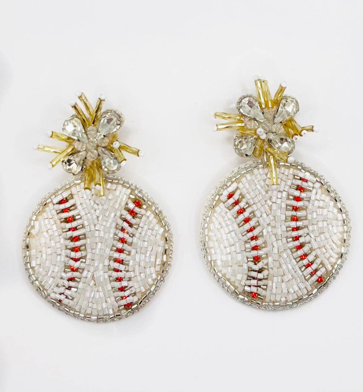 The Pearled Panther - Vente Boucles d'oreilles pendantes - Boucles d'oreilles en perles de baseball