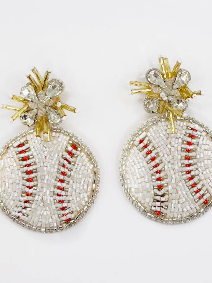 Beaded Baseball Earrings for wholesale by The Pearled Panther