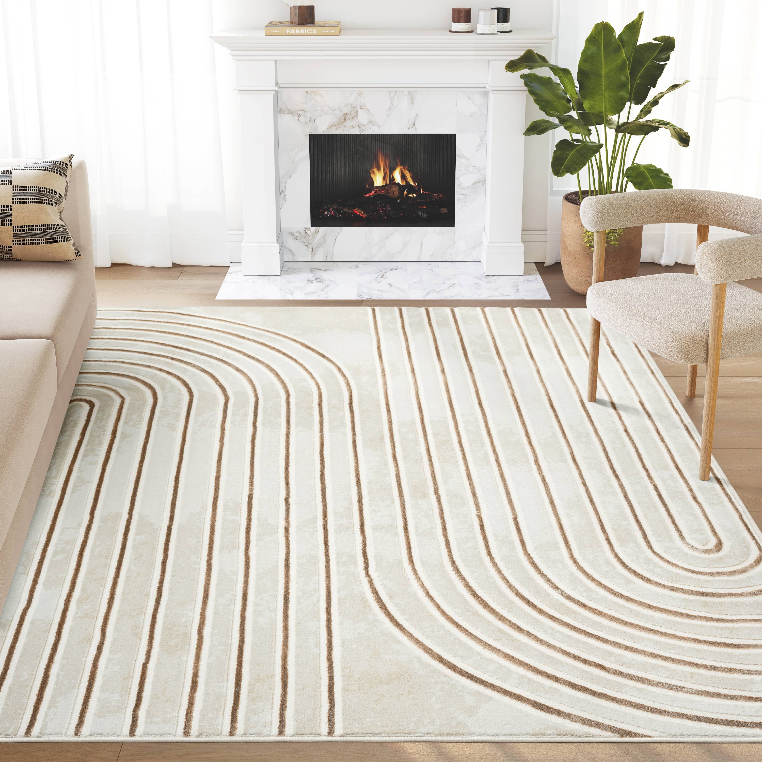 Abani Rugs - Wholesale Area Rug - Abani Glam Mid-Century Beige Cream Arch Area Rug1