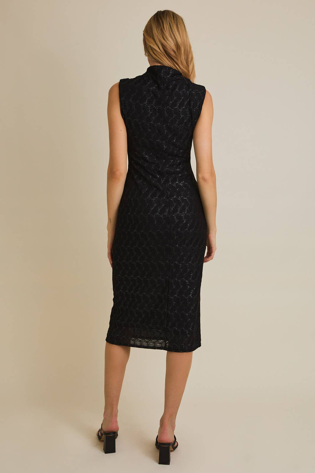 Black MOCK NECK SLEEVELESS MIDI DRESS for wholesale on Faire3