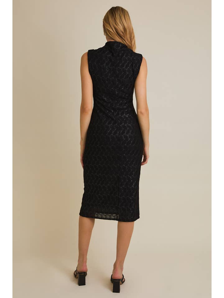 Black MOCK NECK SLEEVELESS MIDI DRESS for wholesale on Faire3