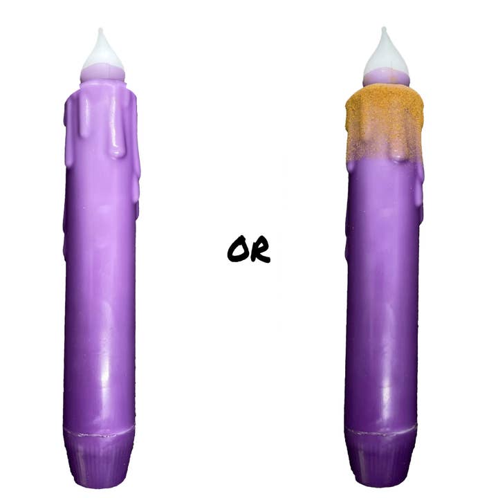 Small Town Dusk - Wholesale Flameless Candle - 7" Purple LED Battery Operated Timer Taper Advent Candle