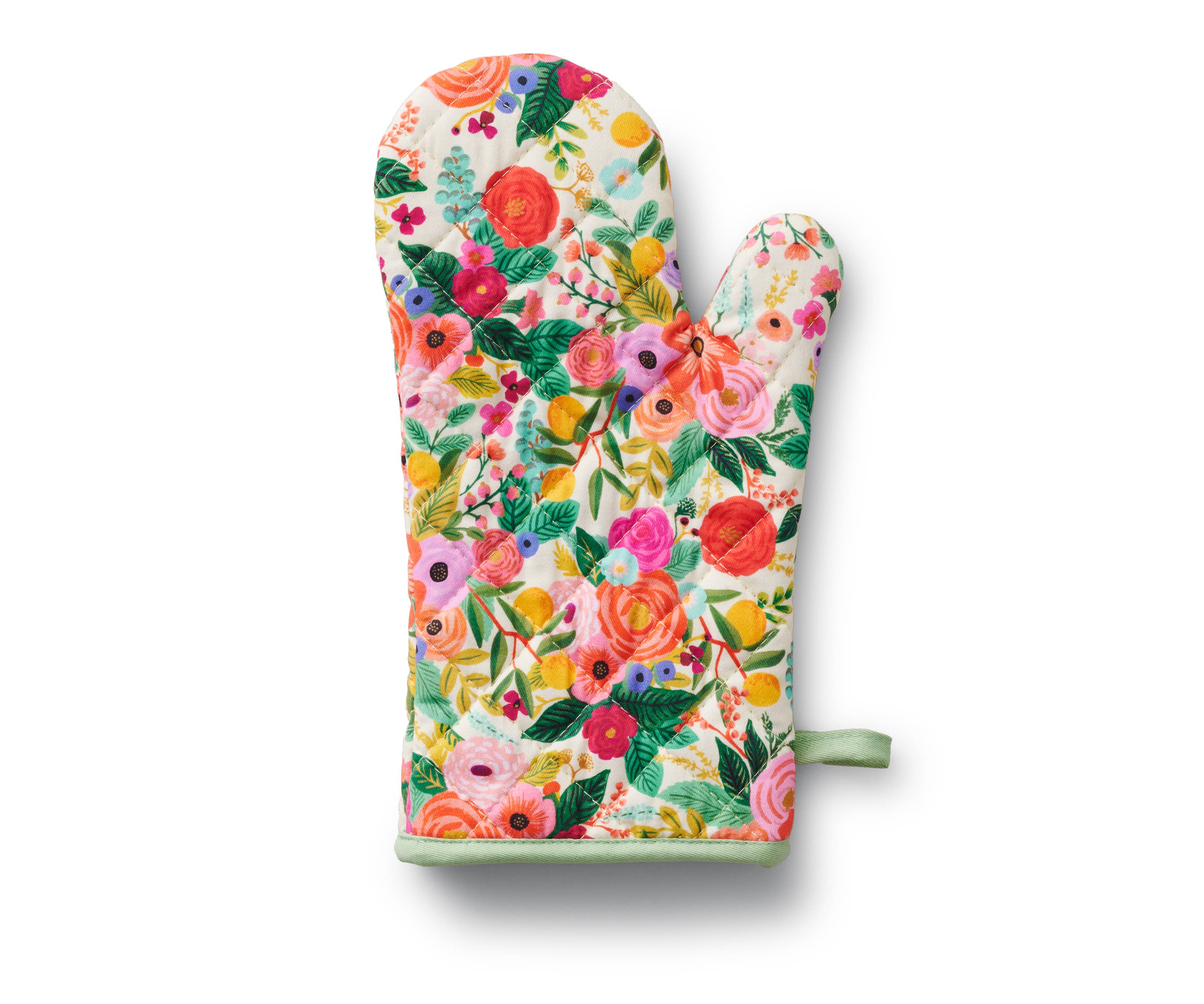 4 Pack Oven Mitts and Pot Holders Set, Heat Resistant Fabric Bake Pot Holders Gloves, Green Floral, Size: One Size