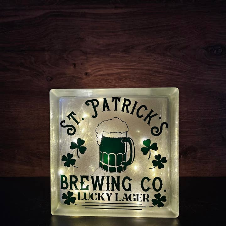Luz de Bloco de Vidro, Dia de São Patrício, Decoração de Bar Irlandês, Lâmpada por atacado de Firefly Home Designs