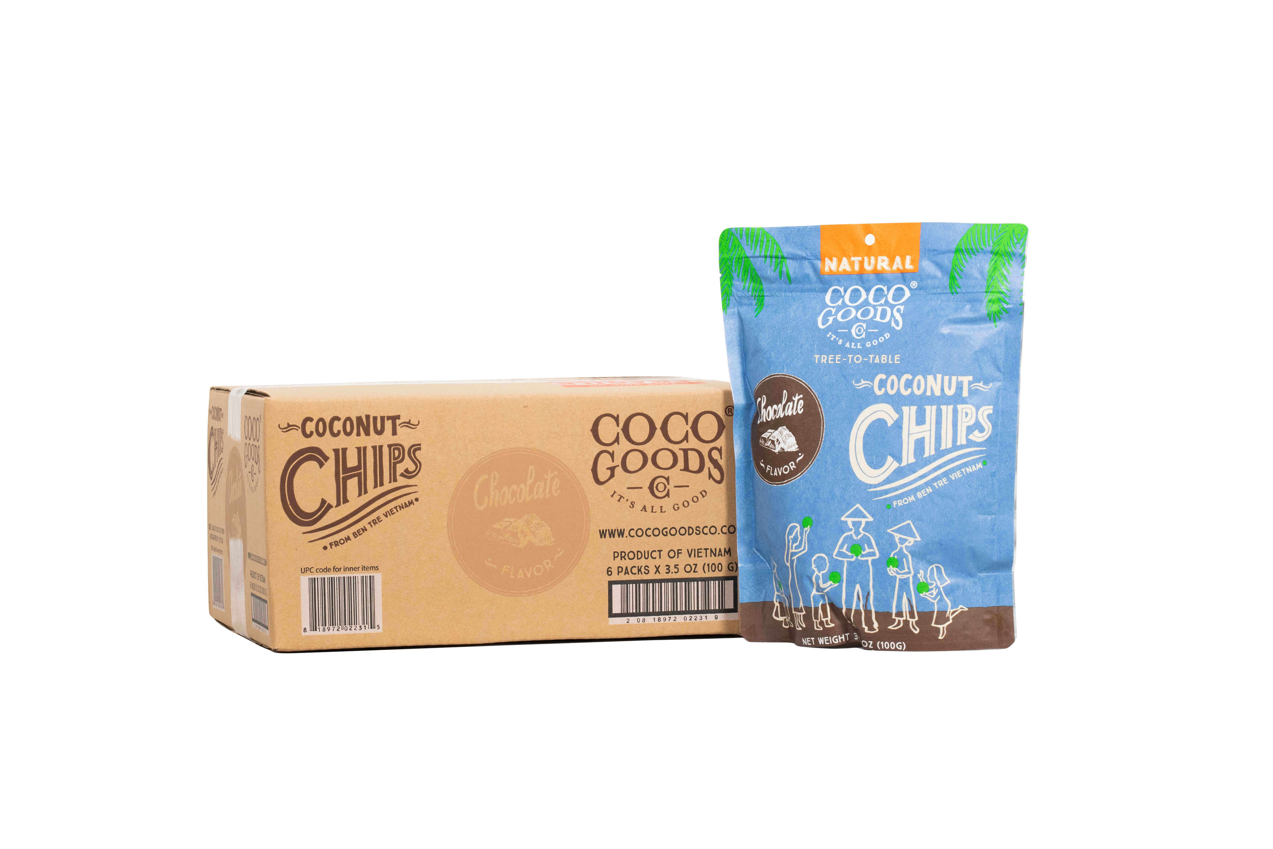 CocoGoods Co - Wholesale Chips - Natural Toasted Coconut Chips, Chocolate 3.5 oz Zip Lock Bag2