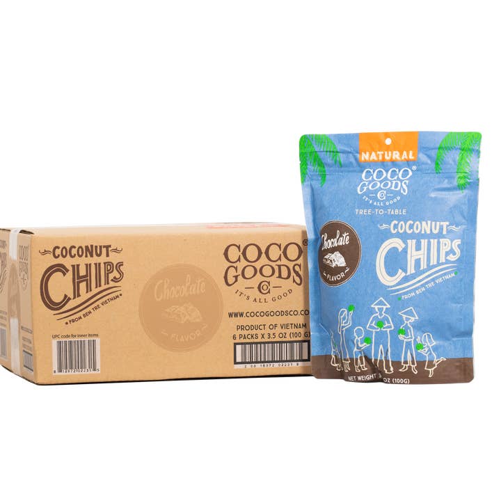 CocoGoods Co - Wholesale Crisps - Natural Toasted Coconut Chips, Chocolate 3.5 oz Zip Lock Bag2