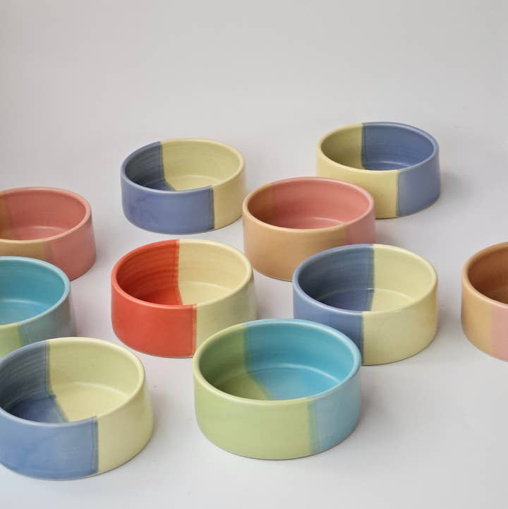 Bad Dogs Studio - Wholesale Pet Bowl - Cat/Dog - Half & Half Pet Dish • Small Dog Cat Bowl • Handmade Ceramic