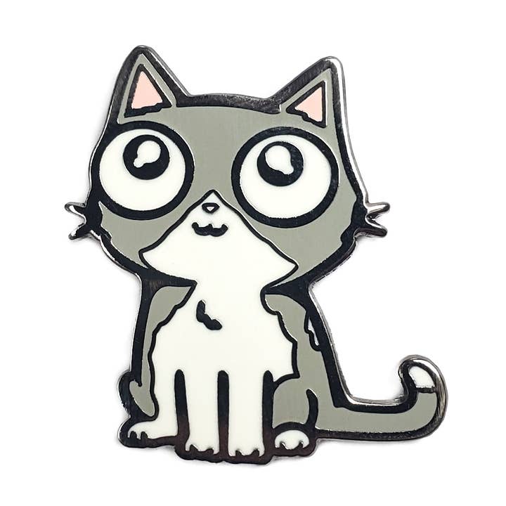 Marqueur de balle de golf chat gris avec pince magnétique pour casquette pour la vente par Kolorspun Pins