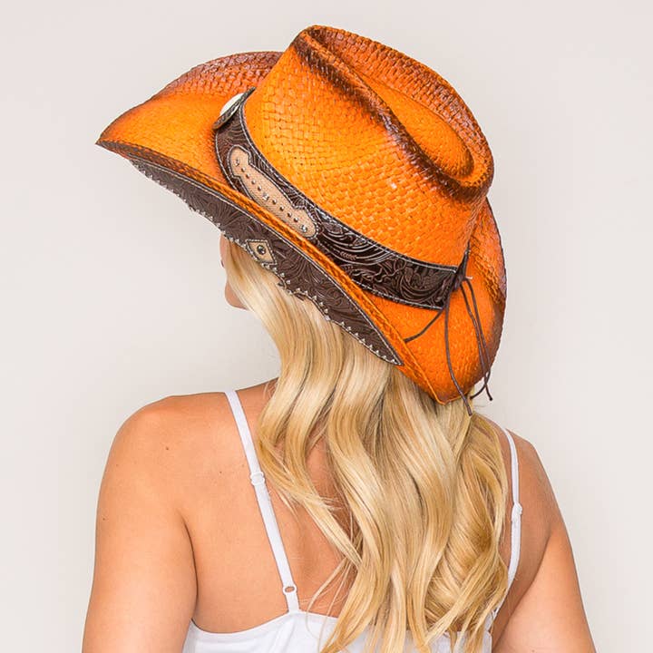SP Sophia Collection - Wholesale Cowboy Hat - Women's - Western Rhinestone Embellished Straw Cowboy Hat