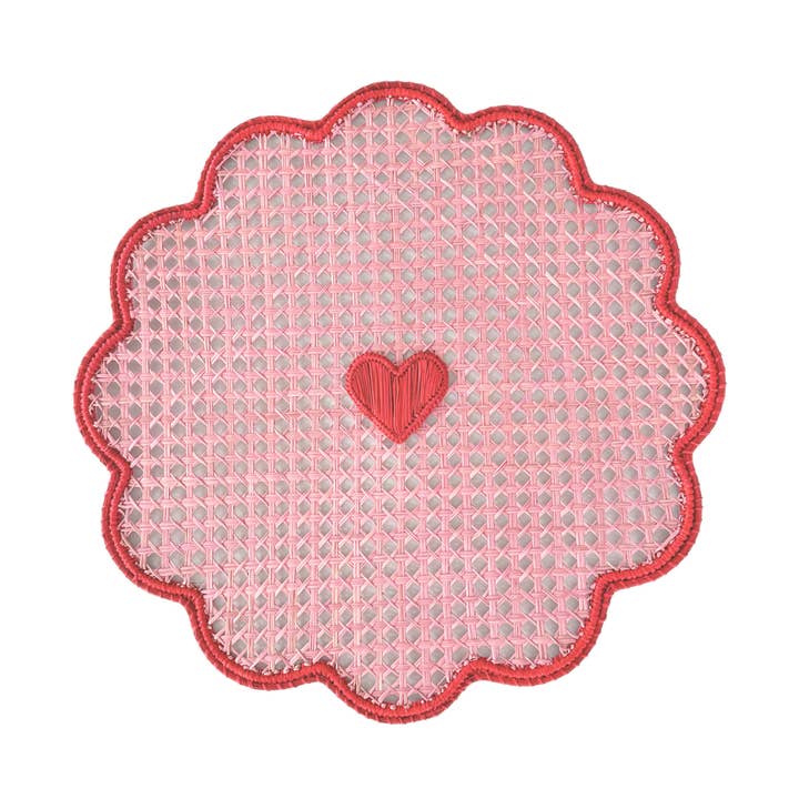 Scalloped Heart Iraca Placemat for wholesale by Artett