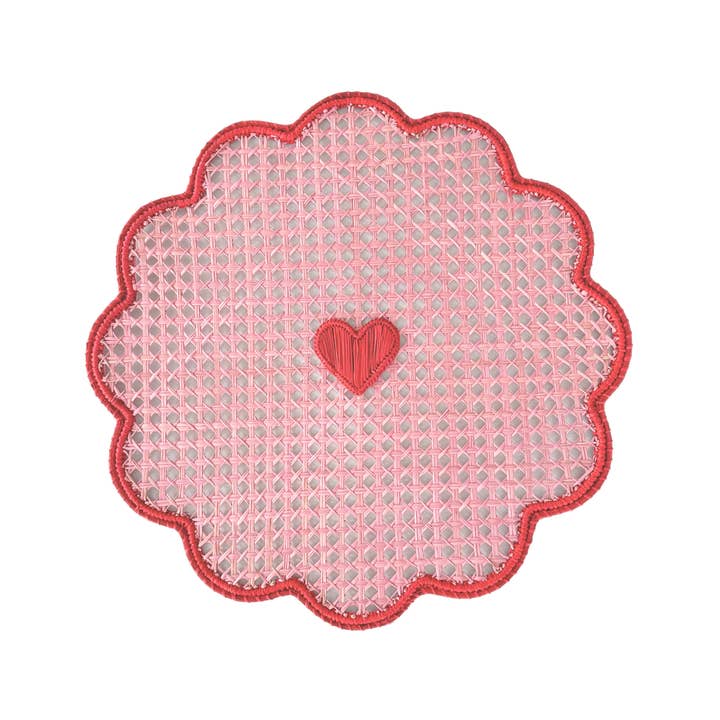 Scalloped Heart Iraca Placemat for wholesale by Artett