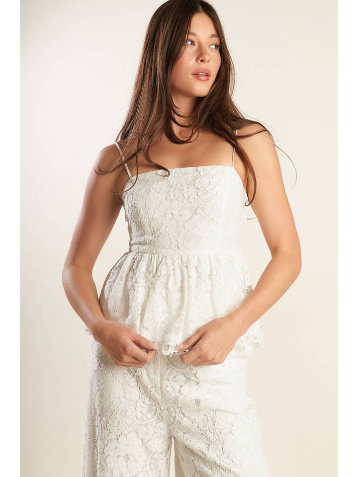 White A woven lace top - FT1492 for wholesale on Faire