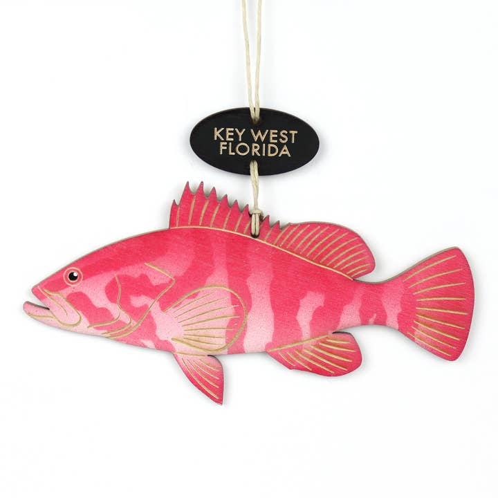 Red Grouper Fish Ornament With Optional Custom Tag for wholesale by Dinosaurnaments