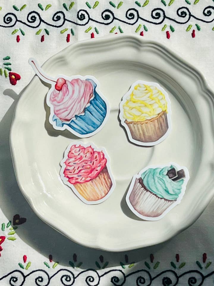 Cupcake Sticker Pack for wholesale by Emilia Rose Artwork LLC