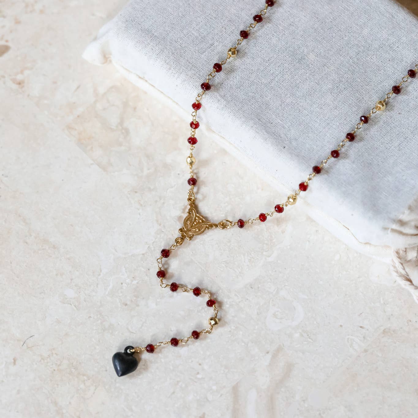 The Gilded Witch - Wholesale Y-Neck/Lariat Necklace - Black Spinel Dark Valentine Lariat: Gothic Witchy Jewelry1