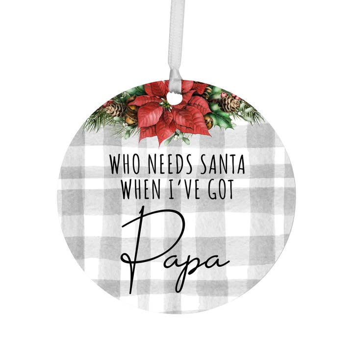 Poinsettia Papa Christmas Ornament – Holiday Accessories for wholesale by LifeSong Milestones