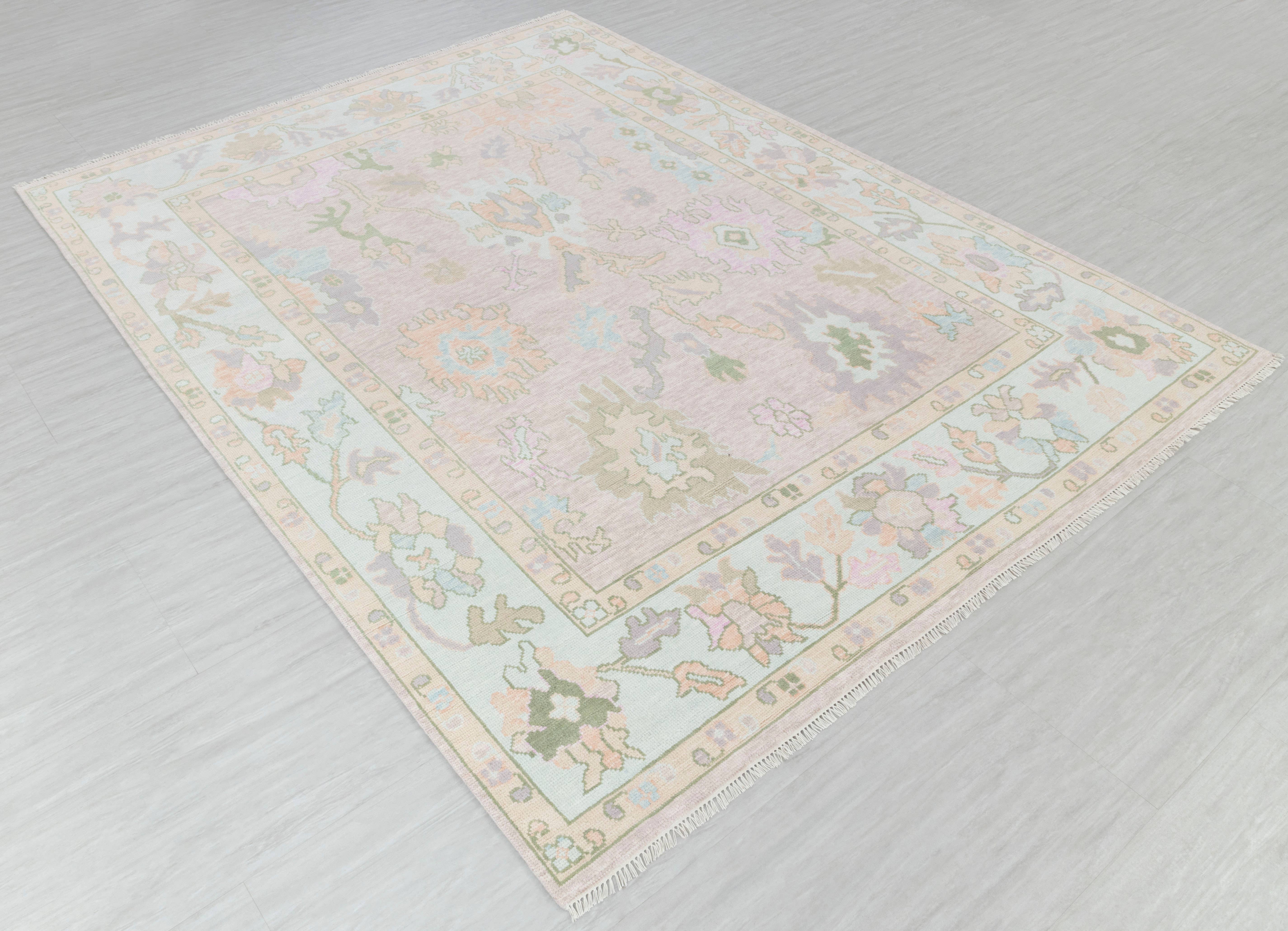 Aesthetic Homes LLC – Tapete por atacado – Tapete Oushak Moderno Rosa Azul, Lã, Tamanho Personalizado #21997