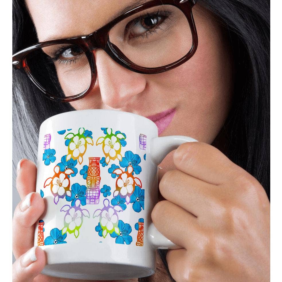 3dRose - Vendita all'ingrosso Tazza - 3dRose, design hawaiano di una statua tiki e simboli di tartaruga honu., Tazza9