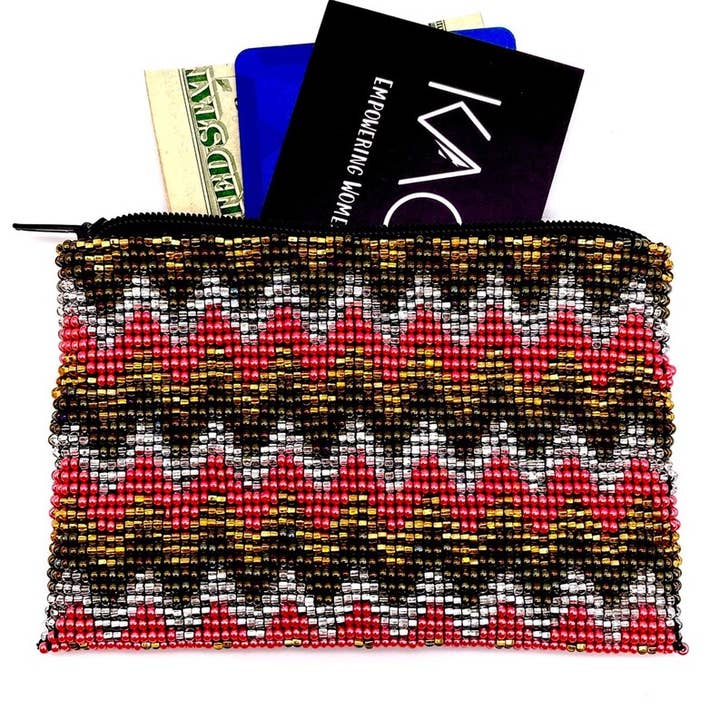 Gouden en roze chevron-etui met ritssluiting voor wholesale door KAQCHI