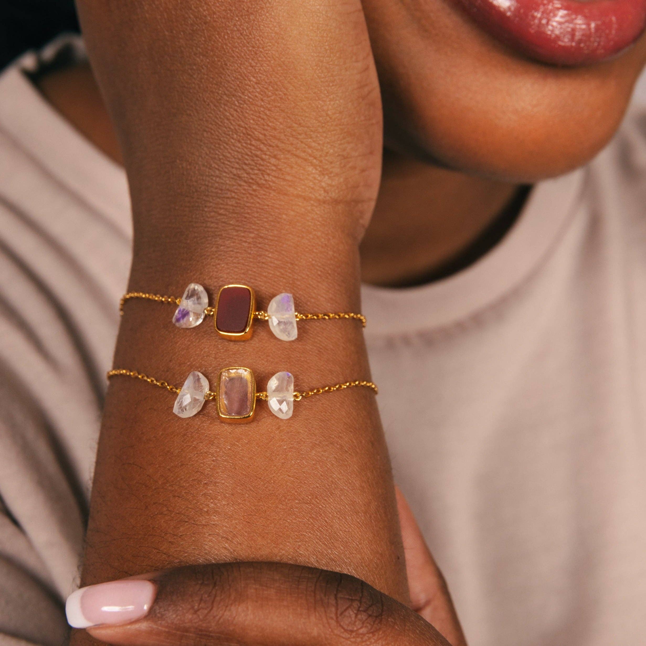 MAMASTE - Wholesale Charm/Dangle Bracelet - Healing & Bonding MAMASTE (Pink Agate)2