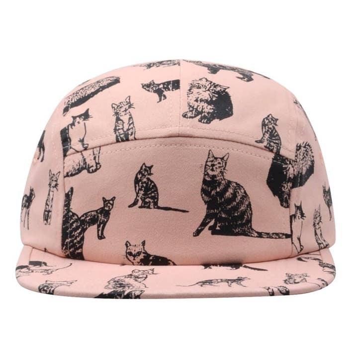 HATPHILE - Vente Casquette à visière plate – femme - Chapeau 5 panneaux en coton HatPhile Kitten Kitty Cat – Rose, Noir et Kaki