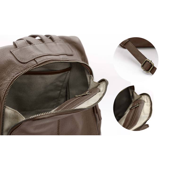 Marron Convertible backpack bag Casual backpack Genuine leather for wholesale on Faire2