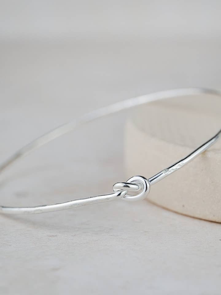 Sterling Silver Single Love Knot Bangle for wholesale by Lucy Kemp Jewellery