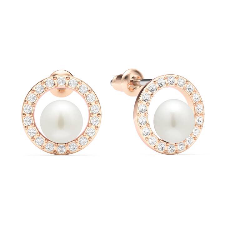 Halo Freshwater Pearl Stud Earrings Freshwater Pearl Rose Go for wholesale by My Jewellery Story