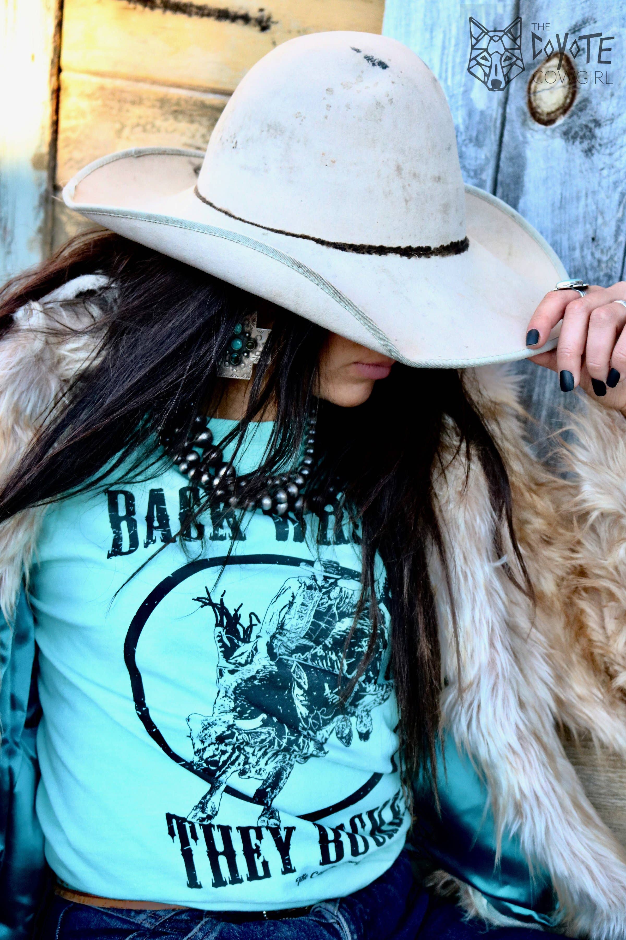 The Coyote Cowgirl - Wholesale Screen Printed T-Shirt - Women's - Back When They Bucked (Bulk)-016A2