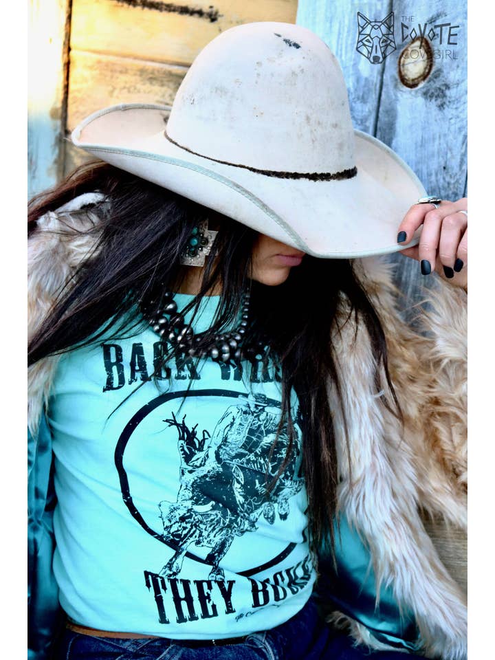 The Coyote Cowgirl - Wholesale Screen Printed T-Shirt - Women's - Back When They Bucked (Bulk)-016A2