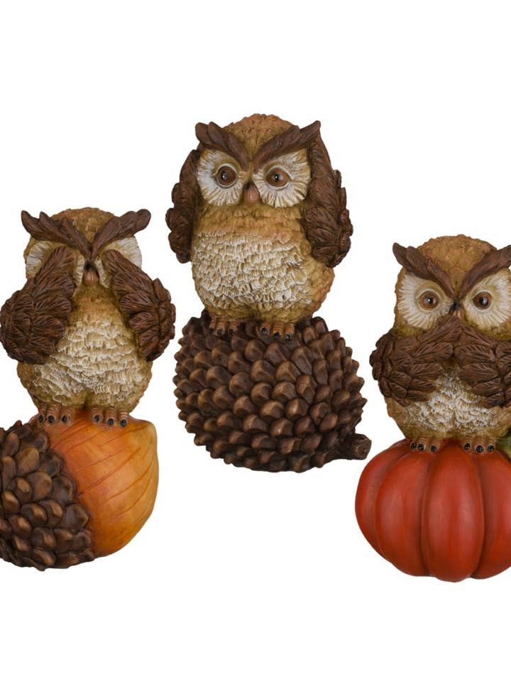 Harvest Owl Decor Set/3 for wholesale by Regal Art & Gift