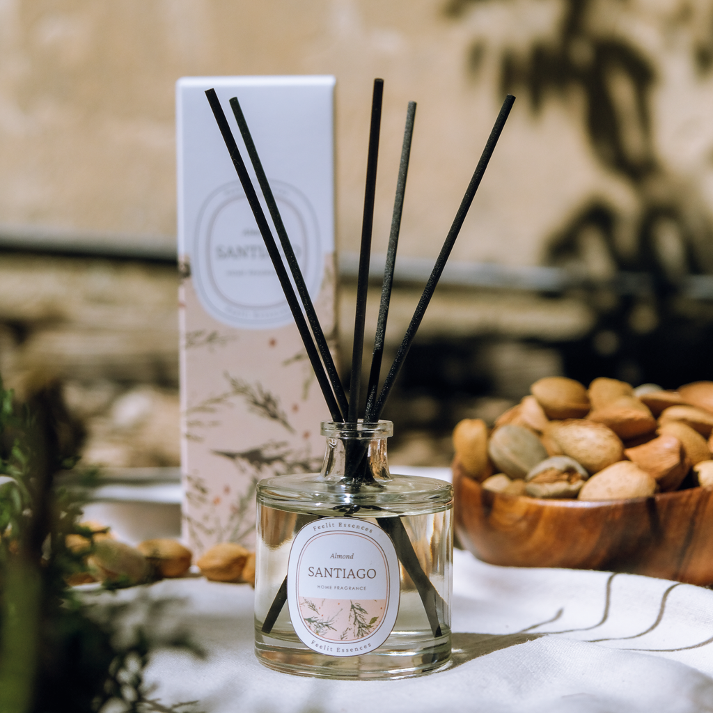 FEELIT-ESSENCES – difusor de fragrâncias por atacado – Difusor de varetas com aroma de amêndoas, coleção Santiago1