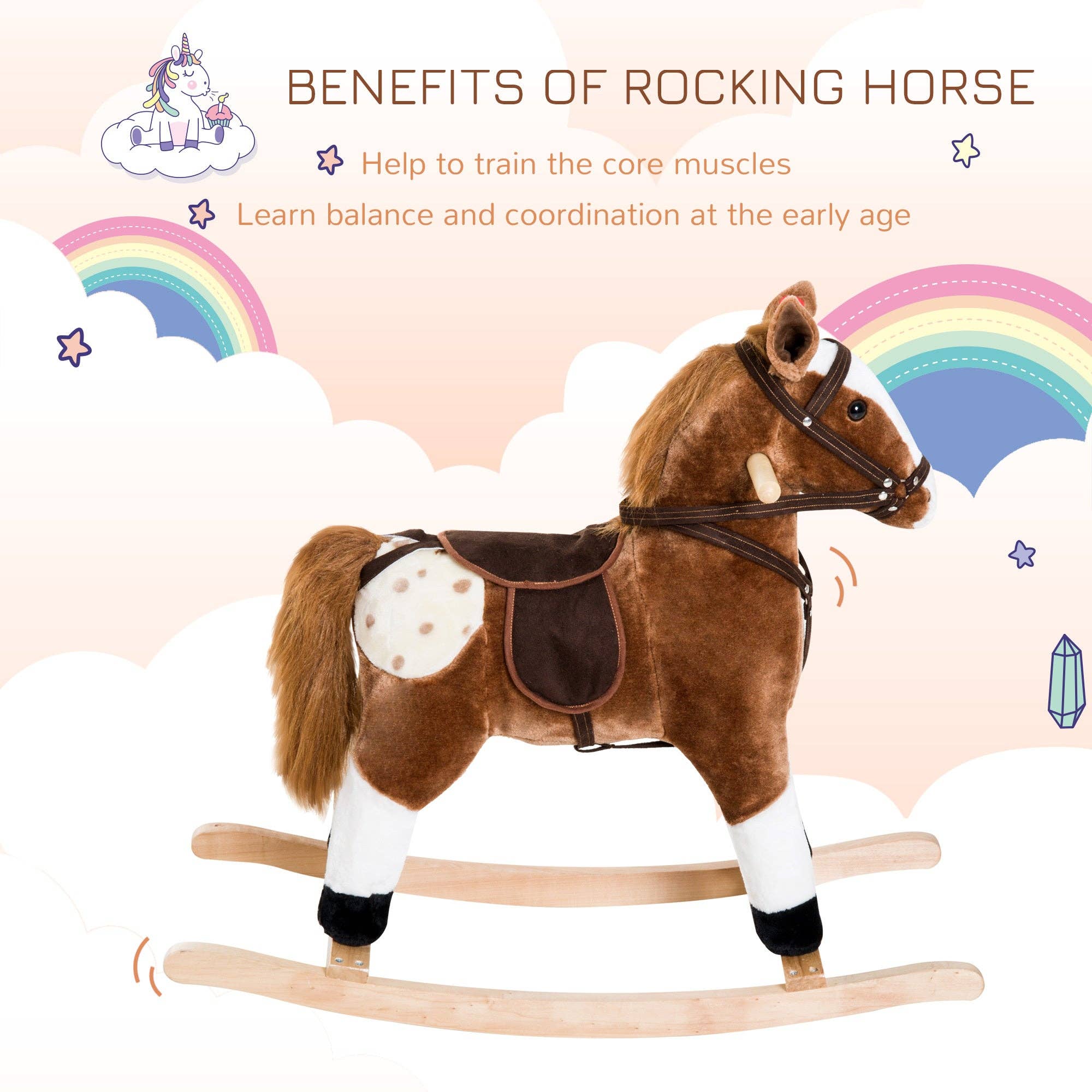 39F Inc. - Wholesale Rocking Horse - Kids - Plush Rocking Horse with Saddle and Sounds for Kids5