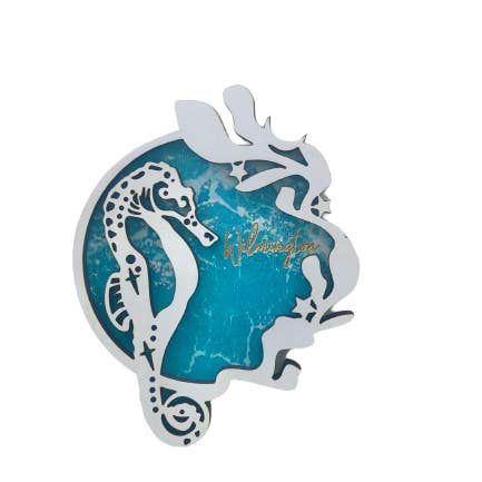 Customizable Seahorse Ocean Magnet for wholesale by Wackadoodles