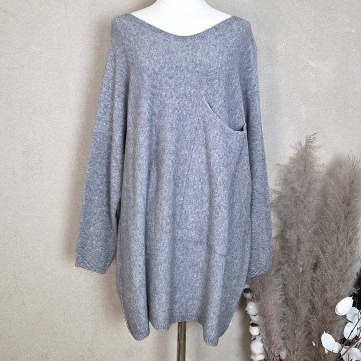 Roomy viscose mix jumper with oversized pocket detail (L-XL) for wholesale by Tempest Designs