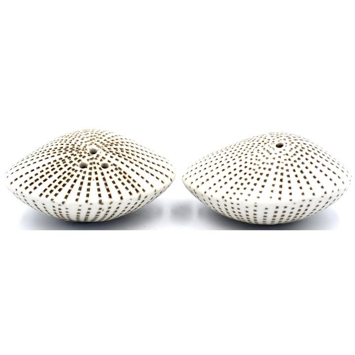 SP072W23 Sea Shell Handcrafted Porcelain Salt and Pepper Shaker Set for wholesale by Art Floral Trading LLC