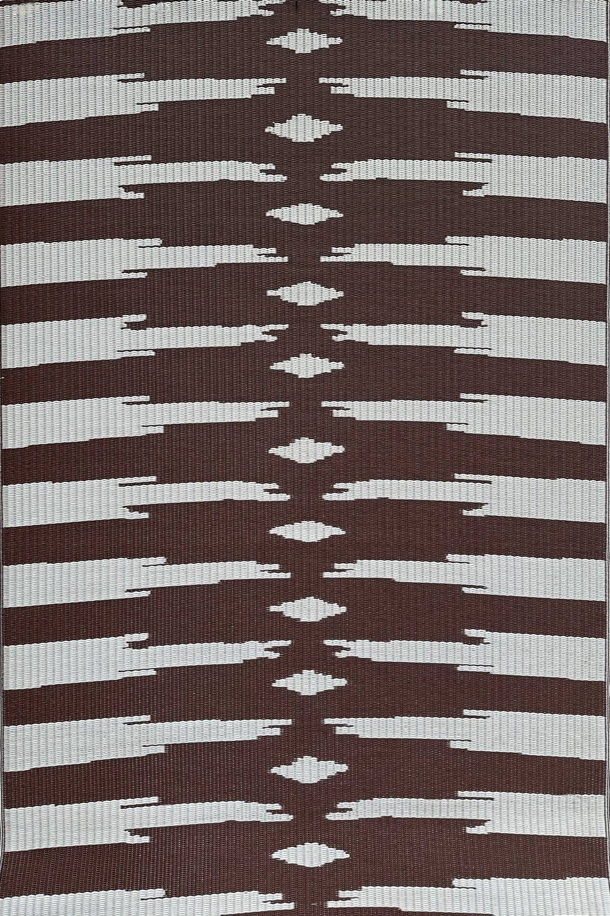 Mad Mats - Vente Tapis - Marron Aztèque & Blanc Cassé0