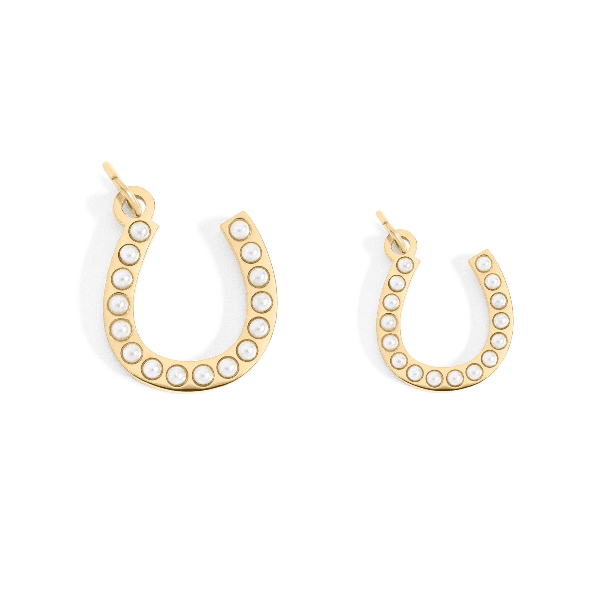 WJW - Wholesale Individual Charm/Pendant - 18K Gold PVD Stainless Steel Pearl Beaded Horseshoe Charm5