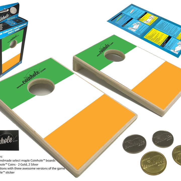 Ireland Flag Coinhole® Tabletop Game Set for wholesale by Coinhole