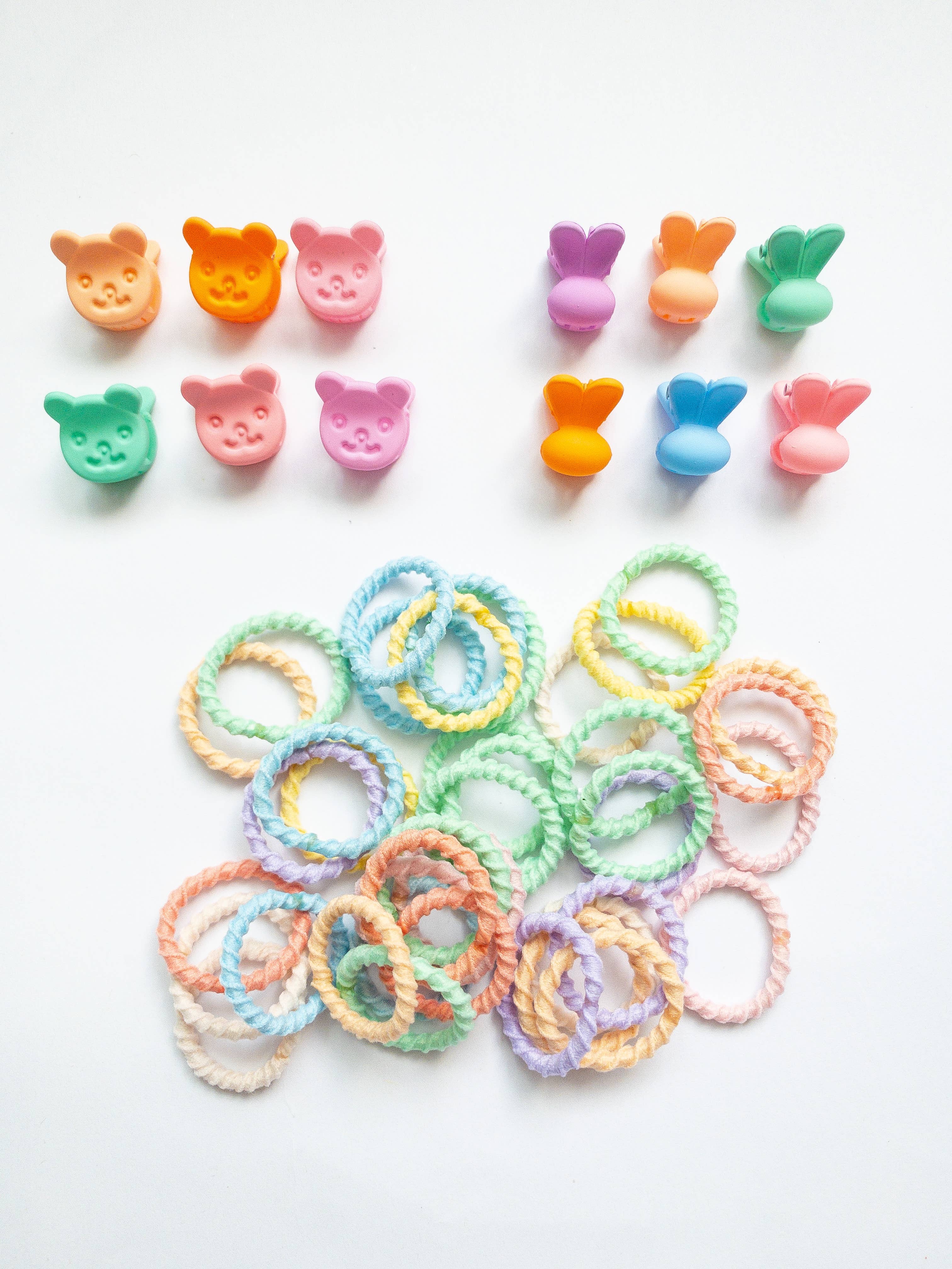 Eggy Cakes - Wholesale Hair Clip - Kids - Bears & Bunnies Hair Claw & Tie Set4