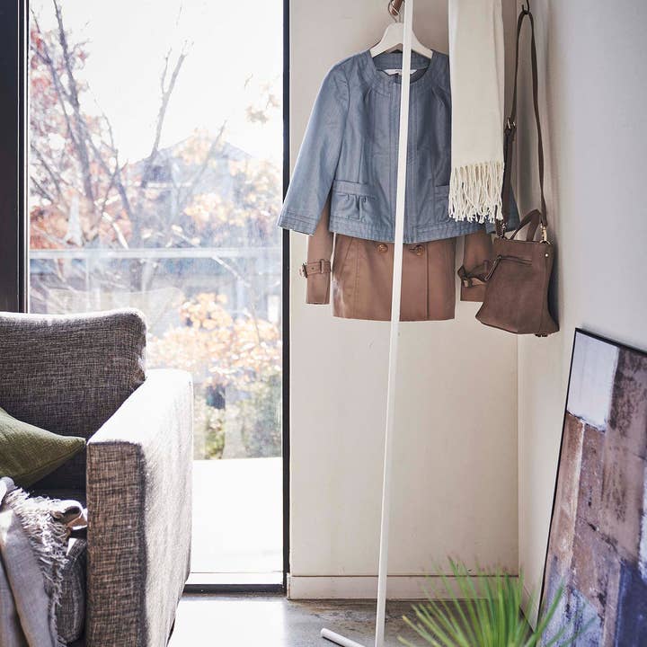 Yamazaki Home - Wholesale Coat Rack - Corner Leaning Coat Hanger - Steel + Wood7