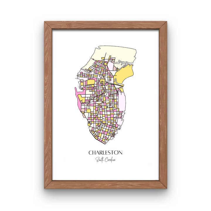 Charleston Map Print for wholesale by Made By Marissa Art