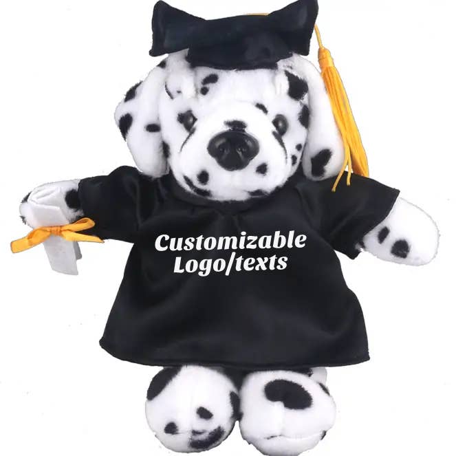 8″ Anpassbares Abschluss-Dalmatiner-Plüschtier mit Mütze und Talar für den Großhandel von Plushland